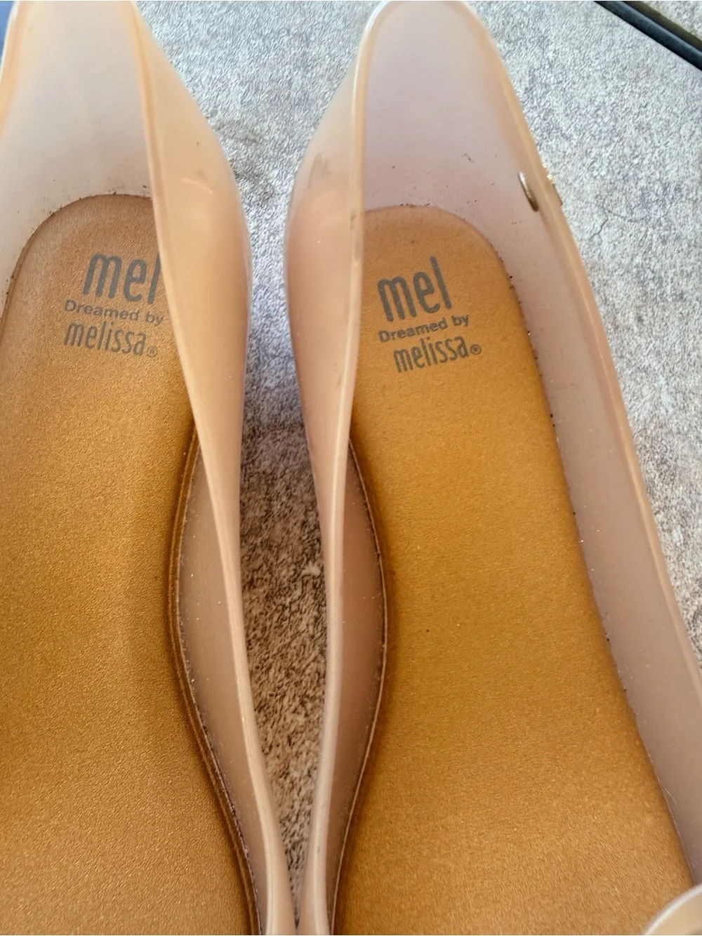 Mel by Melissa Nude Jelly Flats with Gold Butterfly Detail